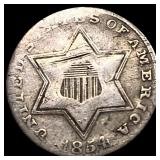 1854 Silver Three-Cent Piece NICELY CIRCULATED