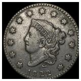 1822 Coronet Head Large Cent CLOSELY  UNCIRCULATE