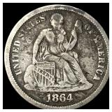 1864 Seated Liberty Dime LIGHTLY CIRCULATED