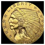 1910 Indian Head $2.5 Gold Quarter Eagle UNCIRCULA