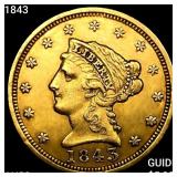1843 $2.50 Gold Quarter Eagle CHOICE AU
