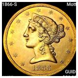 1866-S Motto $5 Gold Half Eagle HIGH GRADE