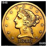 1848 $5 Gold Half Eagle CHOICE AU