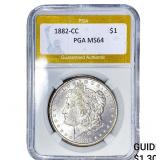 1882-CC Morgan Silver Dollar PGA MS64