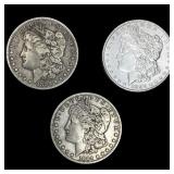[3 Coins] 1884-1898 Morgan Silver Dollar
