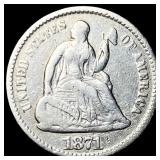 1871 Silver Seated Liberty Half Dime CLOSELY  UNC