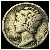 1921-D Silver Mercury Dime LIGHTLY CIRCULATED