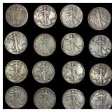 [16 Coins] 1906-1944 U.S. Silver Lot 50C