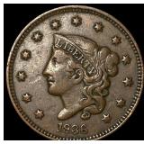 1836 Coronet Head Large Cent NEARLY UNCIRCULATED