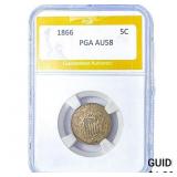1866 Shield Nickel PGA AU58
