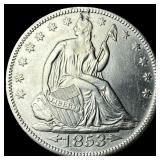 1853 Arrows/Rays Seated Liberty Half Dollar  CLOS