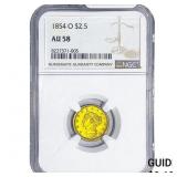 1854-O $2.50 Gold Quarter Eagle NGC AU58