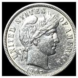 1907 Silver Barber Dime CHOICE AU