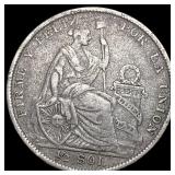 1924 Lima GM Peru Silver 1/2 Sol