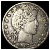 1907-D Silver Barber Half Dollar LIGHTLY CIRCULATE