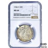 1946-S Walking Liberty Half Dollar NGC MS64