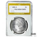 1881-S Morgan Silver Dollar PGA MS64 DMPL