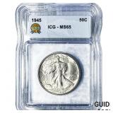 1945 Walking Liberty Half Dollar ICG MS65