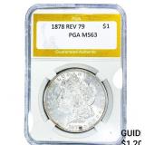 1878 REV 79 Morgan Silver Dollar PGA MS63