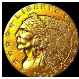 1909 Indian Head Gold $2.5 Quarter Eagle  CHOICE