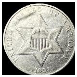 1859 Silver Three-Cent Piece CHOICE AU