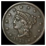 1843 Braided Hair Large Cent NEARLY UNCIRCULATED