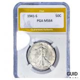 1941-S Walking Liberty Half Dollar PGA MS64