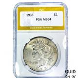 1935 Silver Peace Dollar PGA MS64