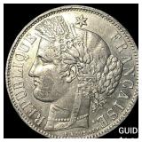 1870K France Silver 5 Fancs Ceres Head