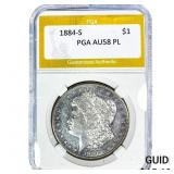 1884-S Morgan Silver Dollar PGA AU58 PL