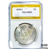1878-S Morgan Silver Dollar PGA MS64