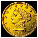 1904 Liberty Head Gold Quarter Eagle CLOSELY UNCIR