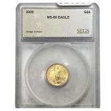 2000 $5 1/10 oz Gold Eagle SEGS MS66