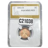 1911-D Wheat Cent PGA MS65 Red