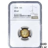 1938 Mercury Silver Dime NGC PF67