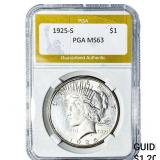 1925-S Silver Peace Dollar PGA MS63