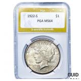 1922-S Silver Peace Dollar PGA MS64