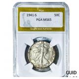 1941-S Morgan Silver Half Dollar PGA MS65