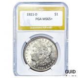 1921-D Morgan Silver Dollar PGA MS65+