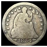 1854 Arrows Seated Liberty Half Dime LIGHTLY  CIR