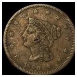 1840 Braided Hair Large Cent LIGHTLY  CIRCULATED