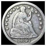 1847 Silver Seated Liberty Half Dime LIGHTLY  CIR