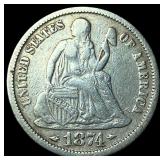 1874 Arrows Seated Liberty Dime LIGHTLY  CIRCULAT