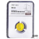 1927 $2.50 Gold Quarter Eagle NGC MS62