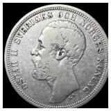 1880 Sweden Silver 2 Kronor UNCIRCULATED