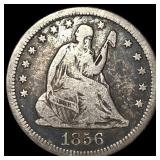 1856-O Silver Seated Liberty Quarter LIGHTLY  CIR