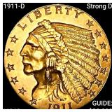 1911-D Strong D $2.50 Gold Quarter Eagle CHOICE BU