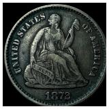 1872 Silver Seated Liberty Half Dime CLOSELY  UNC