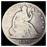 1875 Silver Seated Liberty Half Dollar  LIGHTLY C