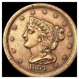 1854 Braided Hair Half Cent CLOSELY  UNCIRCULATED